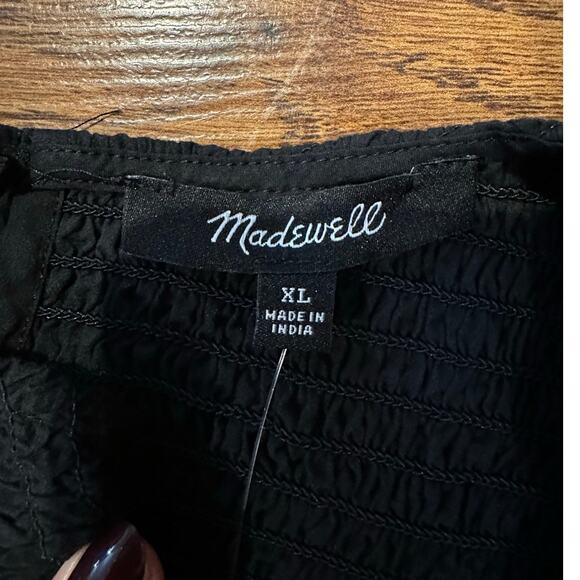 Madewell Women's The Melody Smocked Cotton Midi Dress Black Size XL NWT - Picture 3 of 6